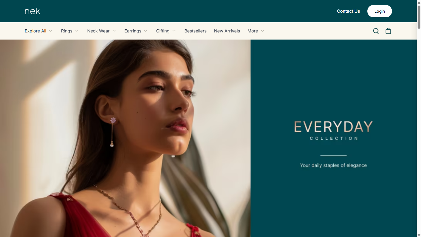 Website design for an imitation jewellery brand